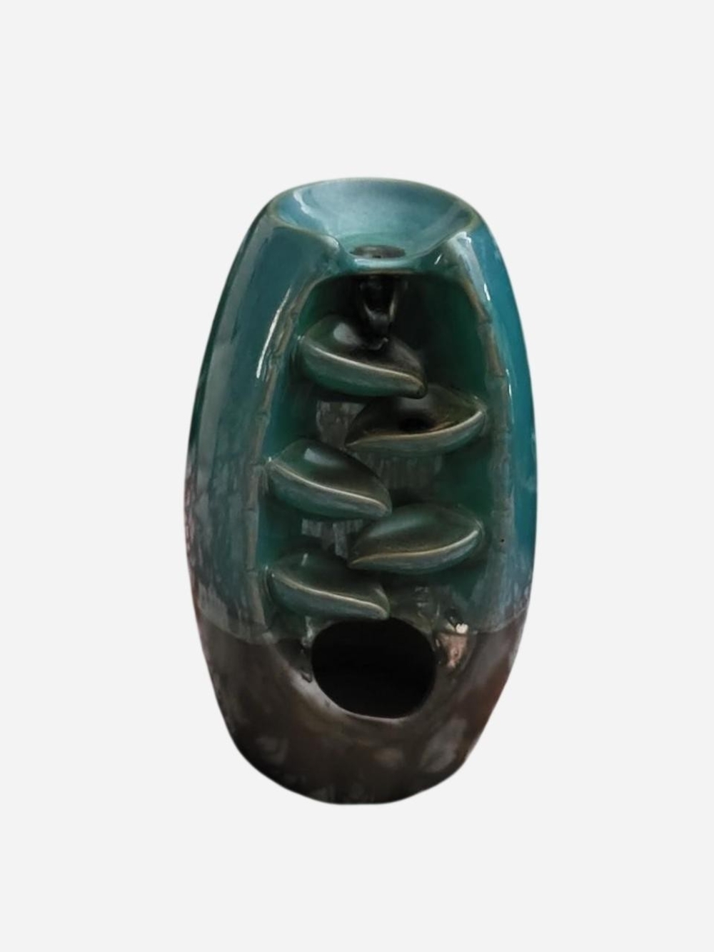 Ceramic Teal 🩵 Waterfall Incense Fountain - [P.s. Comes With 3 Bags Of Incense]